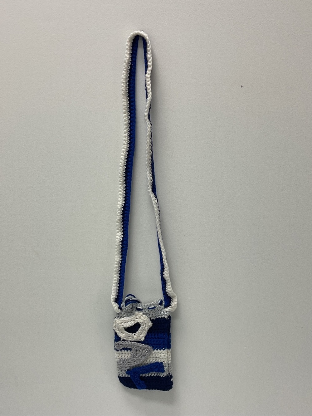 Handmade Blue and White Crochet Crossbody Bag